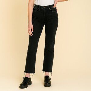 Everlane Washed Black High Rise Kick Crop Jeans Raw Hem Size 26 regular